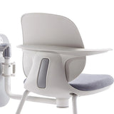 Metal Frame Round Fabric Grey Wheels Office Conference Chair Image - 7