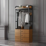 Metal Frame Shelves Brown Drawers Open Storage Hall Tree Image - 20