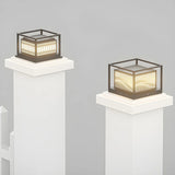 Metal Maple Leaf Square Solar LED Outdoor Post Light Image - 1