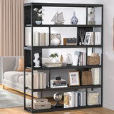Metal Modern Vertical Open Black Large Storage Bookcase Image - 10