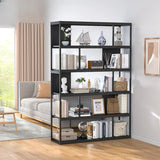 Metal Modern Vertical Open Black Large Storage Bookcase Image - 14