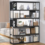 Metal Modern Vertical Open Black Large Storage Bookcase Image - 15