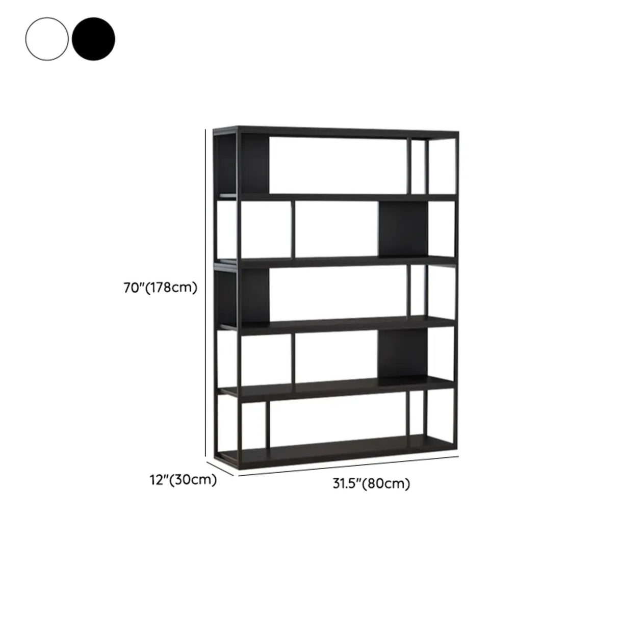 Metal Modern Vertical Open Black Large Storage Bookcase Image - 17