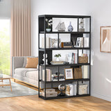Metal Modern Vertical Open Black Large Storage Bookcase Image - 2