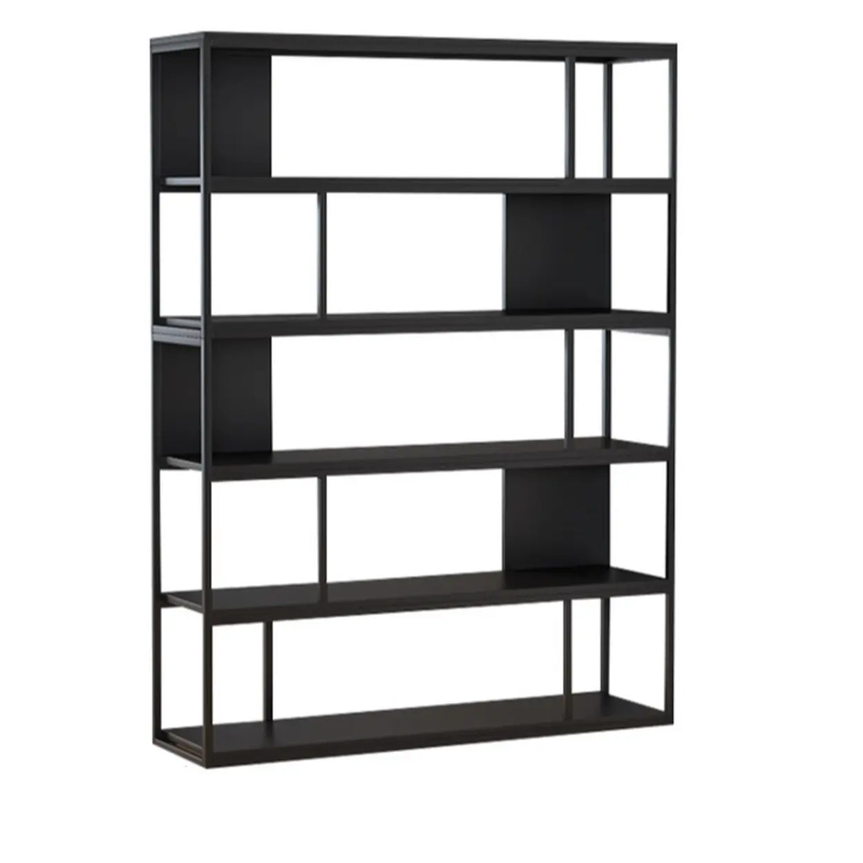 Metal Modern Vertical Open Black Large Storage Bookcase Image - 5