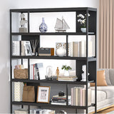 Metal Modern Vertical Open Black Large Storage Bookcase Image - 6