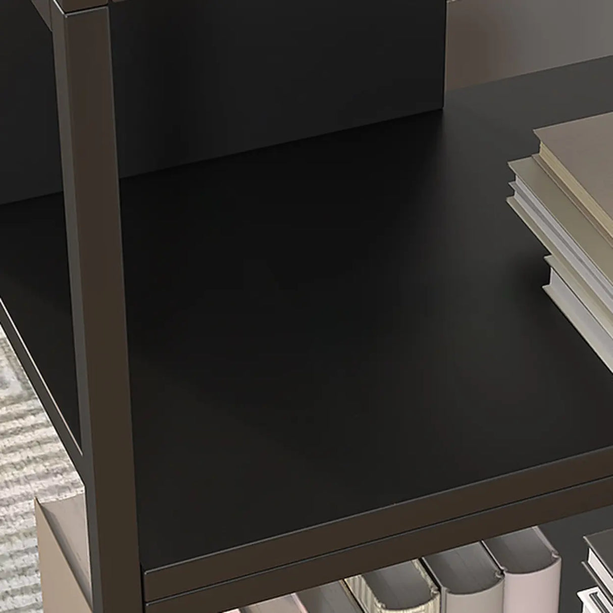 Metal Modern Vertical Open Black Large Storage Bookcase Image - 8