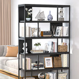 Metal Modern Vertical Open Black Large Storage Bookcase Image - 9
