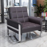 Metal Silver Frame Office Black Reception Sofa with Leg Image - 1