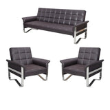 Metal Silver Frame Office Black Reception Sofa with Leg Image - 11