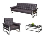Metal Silver Frame Office Black Reception Sofa with Leg Image - 13