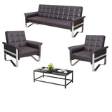 Metal Silver Frame Office Black Reception Sofa with Leg Image - 16