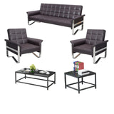 Metal Silver Frame Office Black Reception Sofa with Leg Image - 17