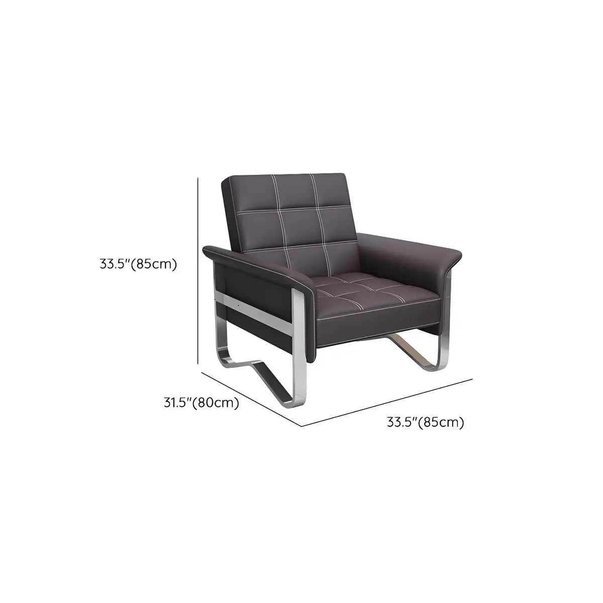 Metal Silver Frame Office Black Reception Sofa with Leg 