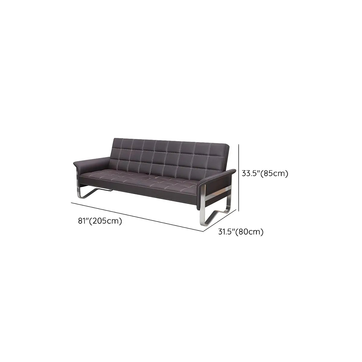 Metal Silver Frame Office Black Reception Sofa with Leg Image - 20