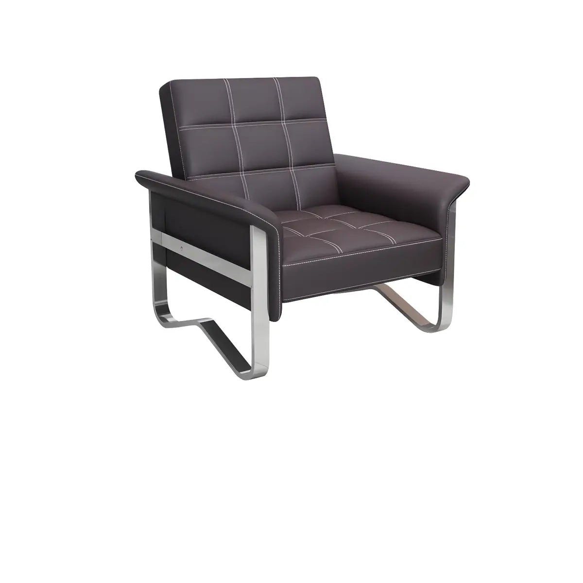 Metal Silver Frame Office Black Reception Sofa with Leg Image - 3