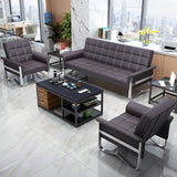 Metal Silver Frame Office Black Reception Sofa with Leg Image - 8
