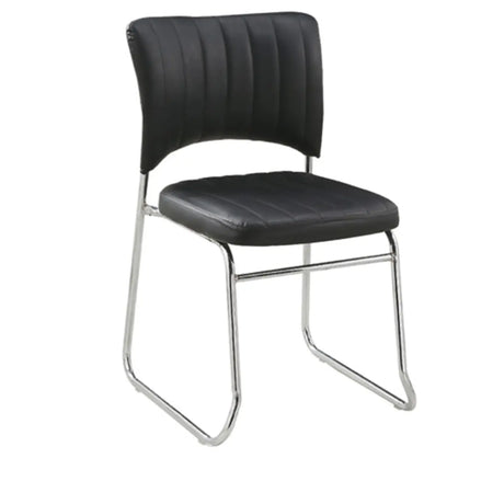 Mid-Back Armless Leather Ergonomic Conference Office Chair Image - 2