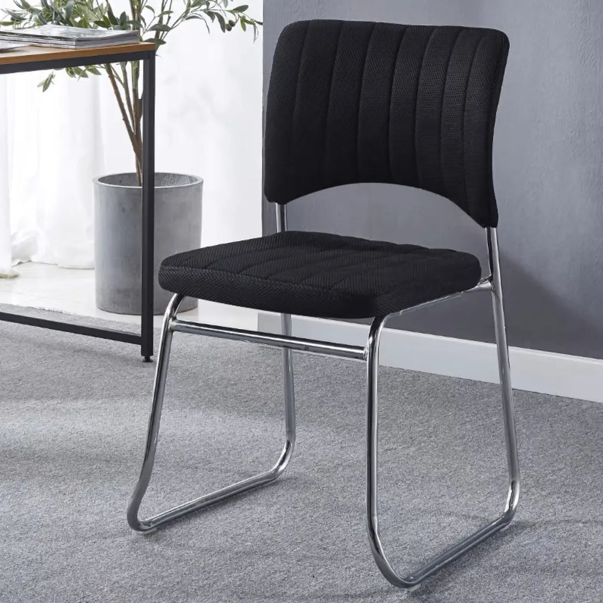 Mid-Back Armless Leather Ergonomic Conference Office Chair Image - 7