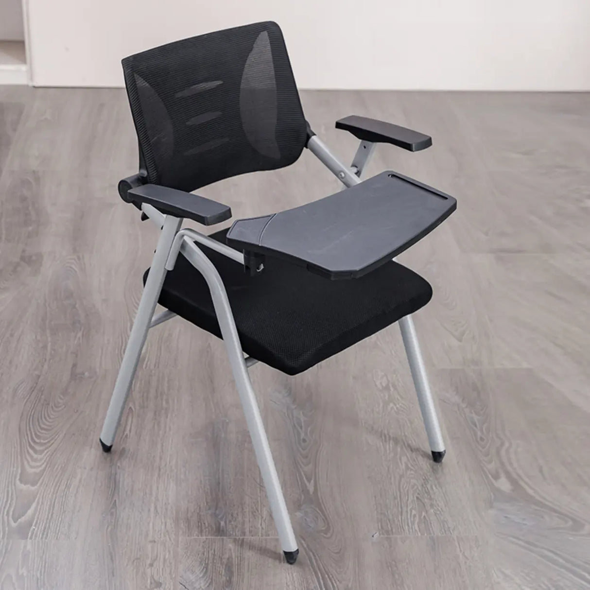 Mid-Back Black Mesh Textile Office Chair with Armrest Image - 13