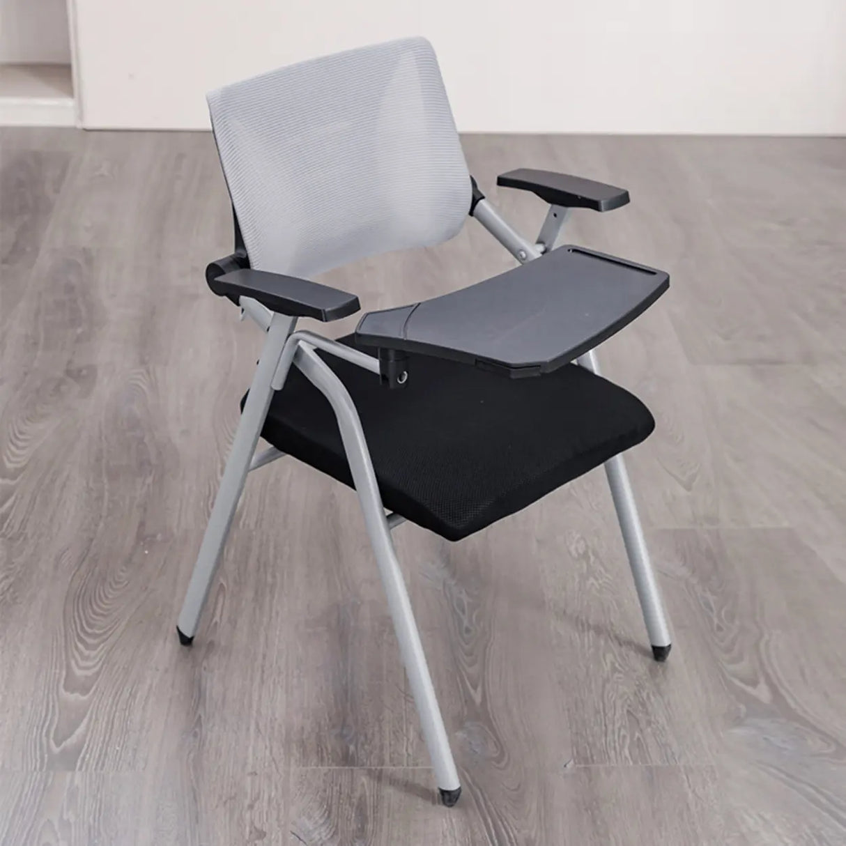 Mid-Back Black Mesh Textile Office Chair with Armrest Image - 18