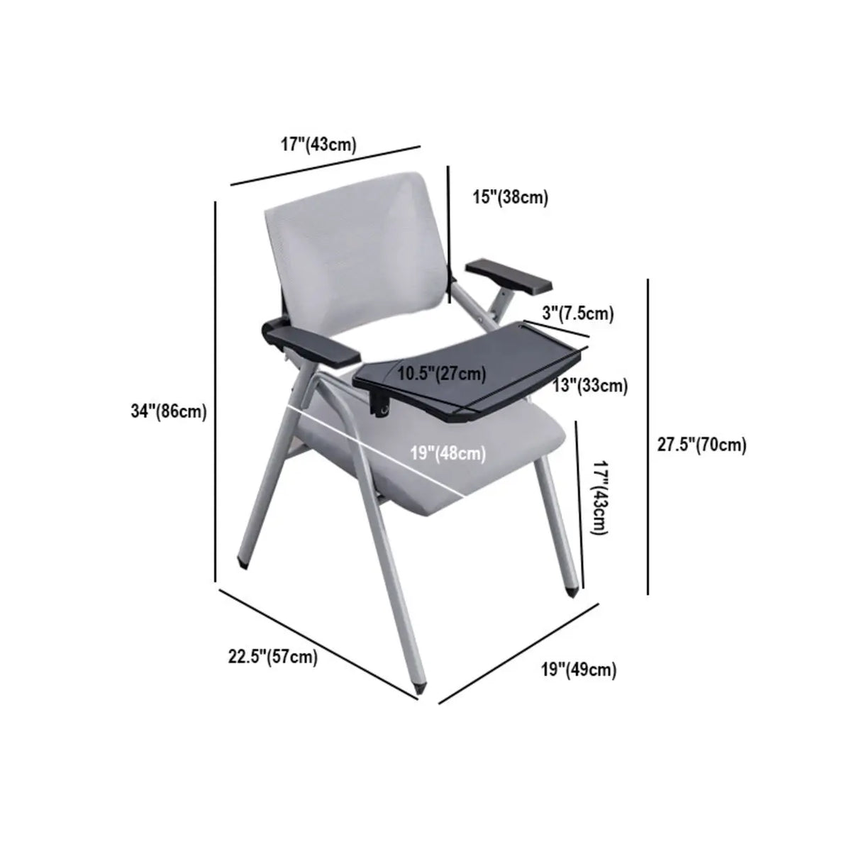 Mid-Back Black Mesh Textile Office Chair with Armrest Image - 20