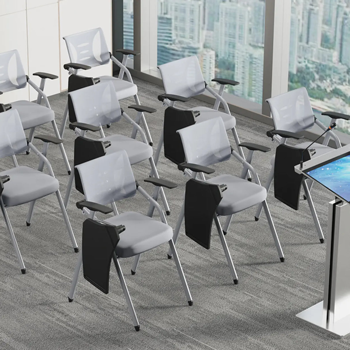 Mid-Back Black Mesh Textile Office Chair with Armrest Image - 3