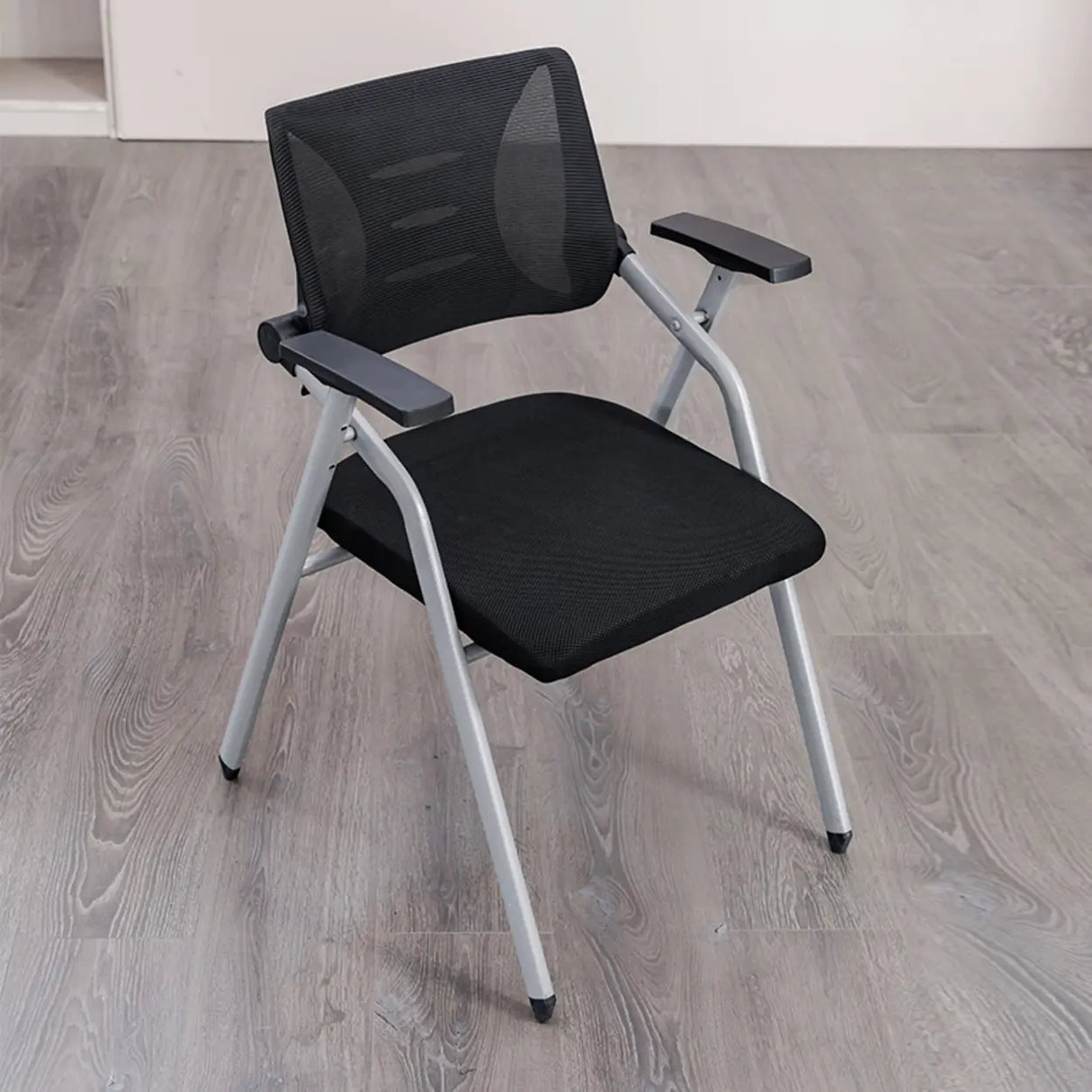 Mid-Back Black Mesh Textile Office Chair with Armrest Image - 4