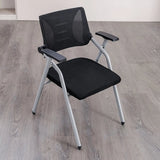 Mid-Back Black Mesh Textile Office Chair with Armrest Image - 4
