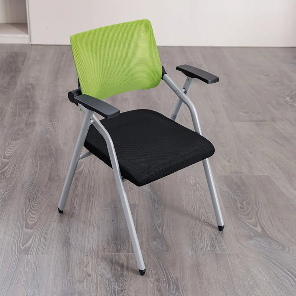 Mid-Back Black Mesh Textile Office Chair with Armrest Image - 5