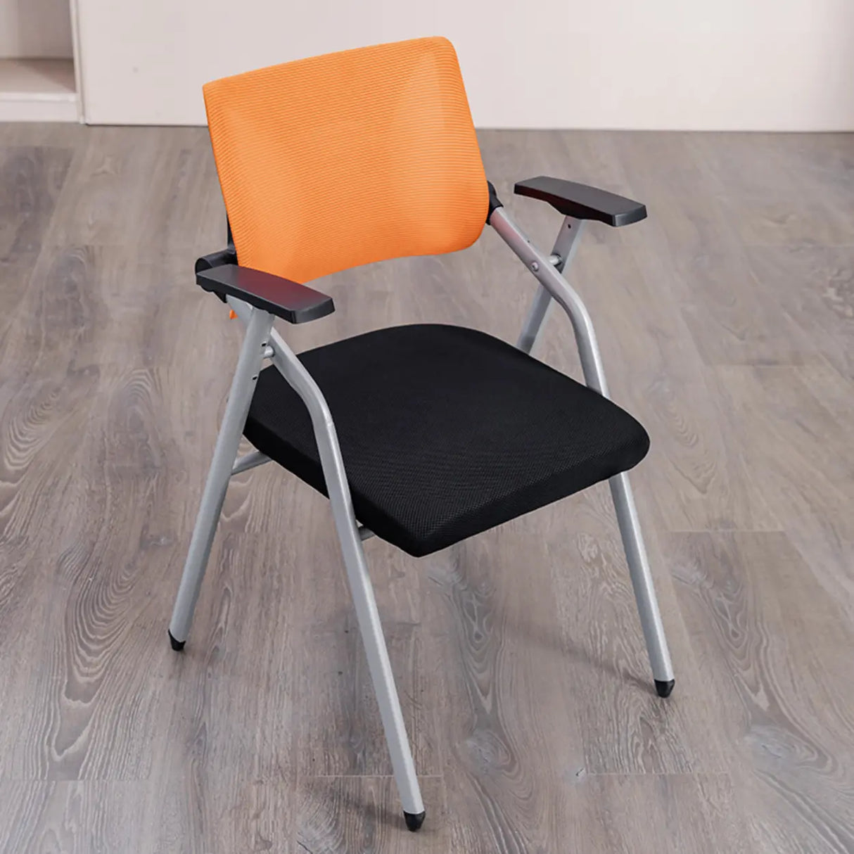 Mid-Back Black Mesh Textile Office Chair with Armrest Image - 8