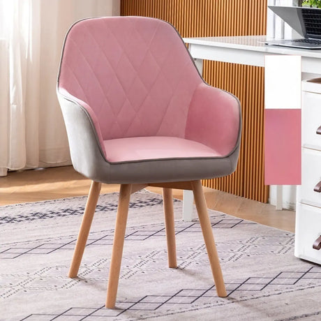 Mid-Back Upholstered Ergonomic Wood Frame Office Chair Image - 2