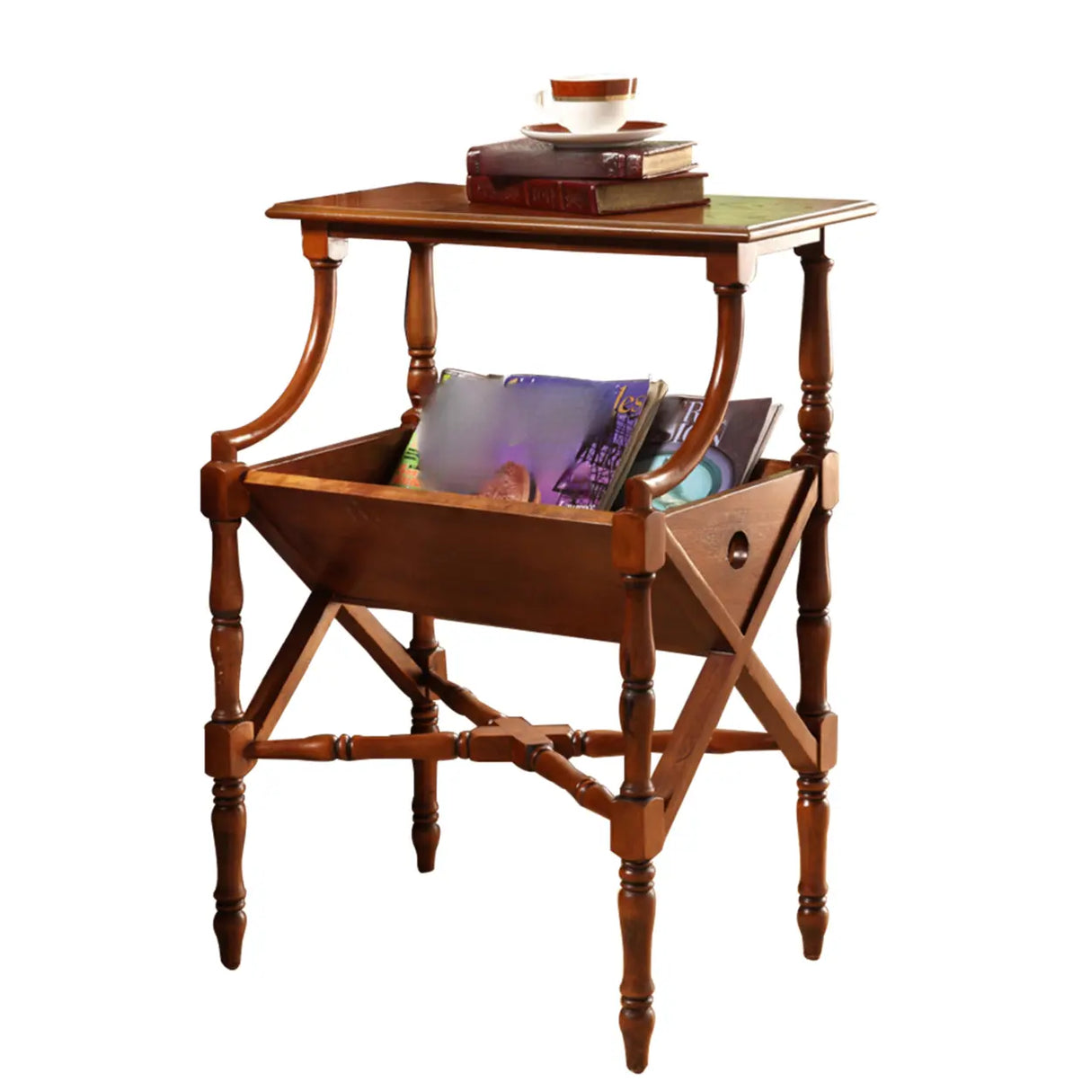 Mid-century Antique Wooden Magazine Storage Bookshelf Image - 3