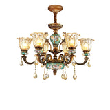 Mid-Century Floral Brass Branch Living Room Chandelier Image - 3