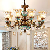Mid-Century Floral Brass Branch Living Room Chandelier Image - 6