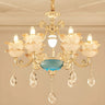 Mid Century Gold Floral Stained Glass Chandelier Image - 4
