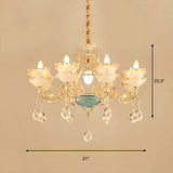 Mid Century Gold Floral Stained Glass Chandelier #size