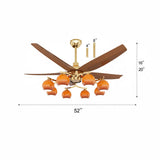 Mid-Century Large Remote Control Orange Ceiling Fan Light #size