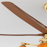 Mid-Century Large Remote Control Orange Ceiling Fan Light Image - 9