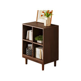 Mid-Century Low Modular Cube Wood Vertical Bookshelf Bookcase Image - 2