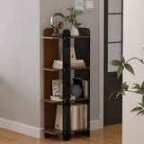 Mid-Century Modern 4-Tier Wood Vertical Corner Bookshelf Image - 1
