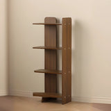 Mid-Century Modern 4-Tier Wood Vertical Corner Bookshelf Image - 2