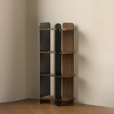 Mid-Century Modern 4-Tier Wood Vertical Corner Bookshelf Image - 3