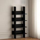 Mid-Century Modern 4-Tier Wood Vertical Corner Bookshelf Image - 5