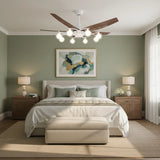 Mid-Century Modern 5-Blade 52-inch White Celing Fan Light Image - 3
