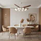 Mid-Century Modern 5-Blade 52-inch White Celing Fan Light Image - 4