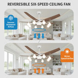 Mid-Century Modern 5-Blade 52-inch White Celing Fan Light Image - 5
