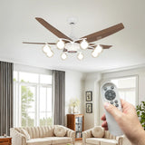 Mid-Century Modern 5-Blade 52-inch White Celing Fan Light Image - 7