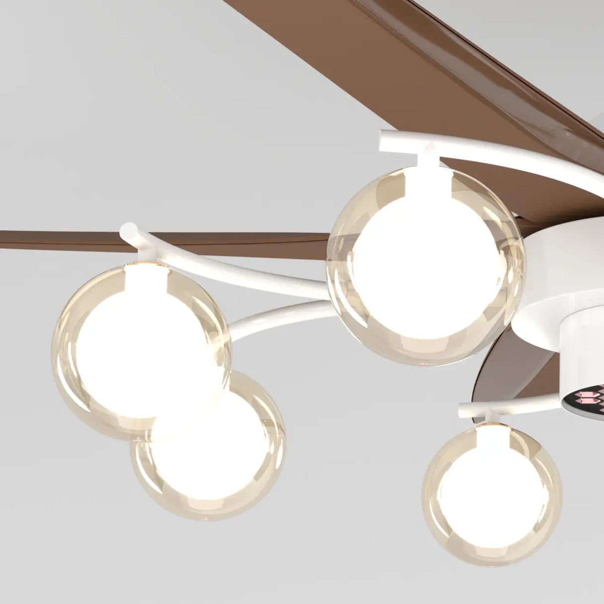 Mid-Century Modern 5-Blade 52-inch White Celing Fan Light Image - 8