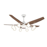Mid-Century Modern 5-Blade 52-inch White Celing Fan Light Image - 9